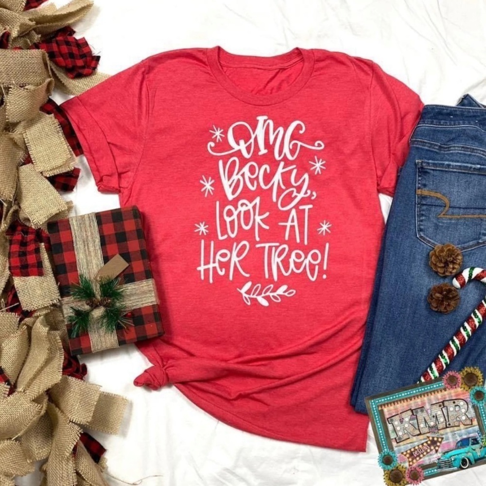 Funny Christmas T-shirt OMG Becky look at her tree size medium